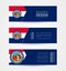 Set of three horizontal banners with US state flag of Missouri. Web banner design template in color of Missouri flag