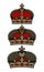 A set of three  imperial crowns of different shapes. Freehand drawing