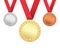 Set of three medals isolated on white.