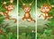 Set of three monkey with tropical forest background