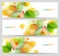 Set of three nature summer vector banners with floral elements.