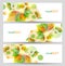 Set of three nature summer vector banners with floral elements.