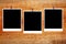 Set of three old blank polaroids frames