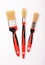 Set of three paint brushes