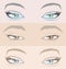 Set of three pairs of women`s eyes