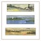 Set of three panoramic landscapes. Oil painting.