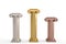 A set of three pedestals gold silver and bronze columns isolated
