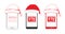 Set of three phones with Santa Claus hat isolated on white background