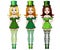 Set of three pretty girls wearing St. Patrick s day costume