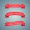 Set of three red christmas ribbons on gradient background