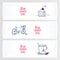 Set of three romantic doodle banners