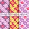 A set of three seamless floral prints. Large bright hand-drawn flowers