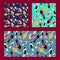 Set of three seamless pattern with koi carps