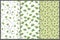 Set with three seamless patterns with green leaves of ginkgo biloba.