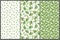 Set with three seamless patterns with green leaves of ginkgo biloba.