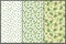 Set with three seamless patterns with green leaves of ginkgo biloba.