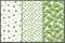 Set with three seamless patterns with green leaves of ginkgo biloba.