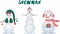 a set of three snowmen of different shapes. Vector illustration. Flat illustration