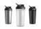 Set of three sport cup bottles for water or protein shake drink