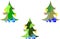 Set of three spotted New Year and Christmas trees