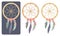 Set of three vector colorful boho dreamcatchers