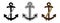 Set of Three Vector Nautical Anchor Logo. Icon. Maritime. Sea Ocean Boat Illustration Symbol