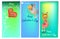 Set of three vertical Valentine`s Day banners with cute kids in costume.