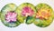 Set of Three Vibrant Watercolor Lily Pad Leaf Details AI Generated