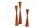 Set of three vintage Danish mid-century teak candleholders.