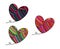 Set of three yarn hearts hand drawn illustation in cartoon style