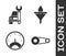 Set Timing belt kit, Car service, Speedometer and Funnel or filter and motor oil drop icon. Vector