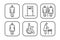 A set of toilet navigation icons. Wayfinding wc female male for disabled and mother and child room. Vector illustration