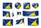Set Tokelau realistic flags, banners, banners, symbols, icon
