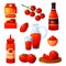 Set of tomato food products or ingredients