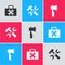 Set Toolbox, Hammer and wrench and Wooden axe icon. Vector