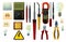 Set of Tools for electrician. Repair of radio electronic and microprocessor equipment. Spare parts components and