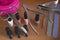 Set of tools for manicure of nails from stainless steel