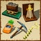 Set of tools miner and gift figurines
