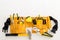 Set of tools in toolbelt tape measure nippers djustable wrench p