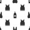 Set Tooth, Bottle of liquid antibacterial soap and Sleeveless T-shirt on seamless pattern. Vector