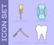 Set Tooth, Sanitary tampon, Straight razor and Sanitary napkin icon. Vector