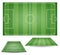 Set of top and side view of football fields. Textured soccer field. Green playground background. Ve