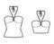 Set of Tops bandeau neck halter tank cotton-jersey technical fashion illustration with thin tieback, slim fit, bow