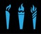 Set torch olympic blue collection icons flame