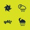 Set Tornado, Cloud with snow, rain, moon, Wind and and icon. Vector