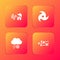 Set Tornado swirl, , Cloud with snow and lightning and Wind icon. Vector