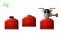 Set Tourist red gas bottles for Mobile kitchen. Portable 3d realistic mockup. With burner and without. Isolation on white