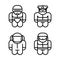 Set of toy. Astronaut, Robot, Soldier, Policeman