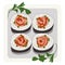 set of traditional Chinese food sushi roses made of bacon. festive food for new year