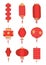 Set of traditional Chinese paper lanterns. Hand drawn vector illustration isolated